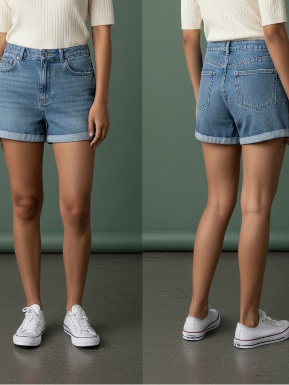 ASOS Rolled-Hem Denim Shorts - Light Blue Wash- Size 6